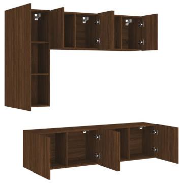 5 Piece TV Wall Units Brown Oak Engineered Wood