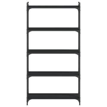 Bookcase 5-Tier Black 80x30x154 cm Engineered Wood