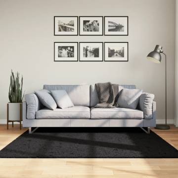 Shaggy Rug PAMPLONA High Pile Modern Black 160x160 cm