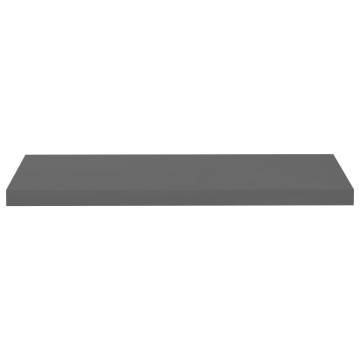 Floating Wall Shelves 2 pcs High Gloss Grey 80x23.5x3.8 cm MDF