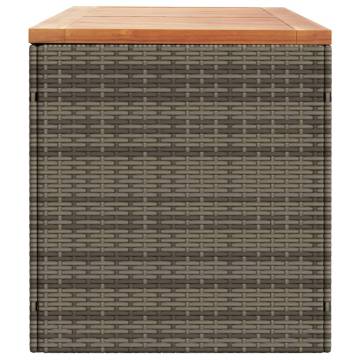 Garden Storage Box Grey 220x50x54 cm Poly Rattan Acacia Wood