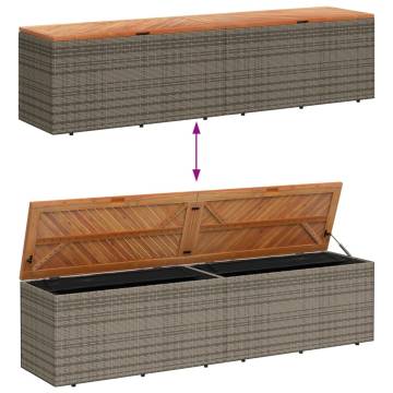 Garden Storage Box Grey 220x50x54 cm Poly Rattan Acacia Wood