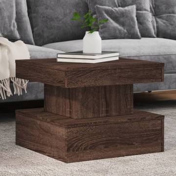 Coffee Table with LED Lights Brown Oak 50x50x40 cm