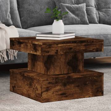 Coffee Table with LED Lights Smoked Oak 50x50x40 cm