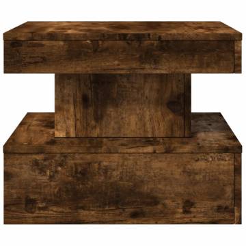 Coffee Table with LED Lights Smoked Oak 50x50x40 cm