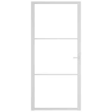 Interior Door 93x201.5 cm White ESG Glass and Aluminium