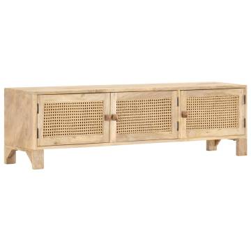 TV Cabinet 140x30x40 cm Solid Mango Wood and Natural Cane