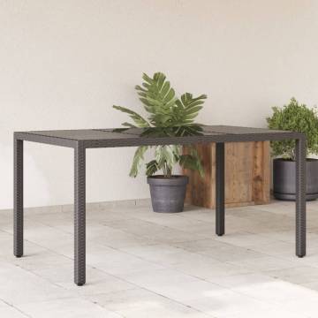 Garden Table with Glass Top Black 150x90x75 cm Poly Rattan