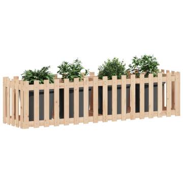 Garden Raised Bed with Fence Design 200x50x50 cm Solid Wood Pine