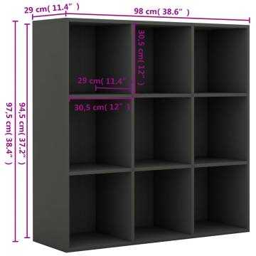 Book Cabinet Grey 98x29x97.5 cm Engineered Wood