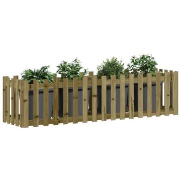 Garden Raised Bed with Fence Design 200x50x50 cm Impregnated Wood Pine