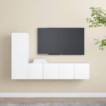 3 Piece TV Cabinet Set White Engineered Wood