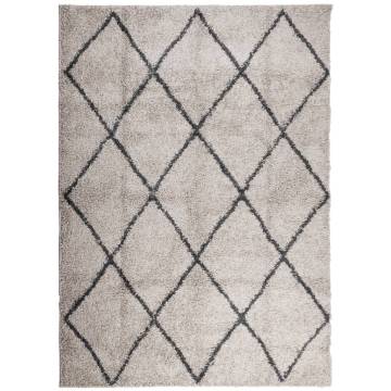 Shaggy Rug PAMPLONA High Pile Modern Beige and Anthracite 200x280 cm