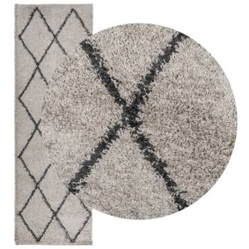 Shaggy Rug High Pile Modern Beige and Anthracite 80x250 cm