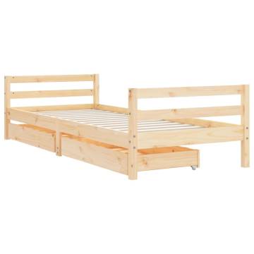 Kids Bed Frame with Drawers 80x200 cm Solid Wood Pine