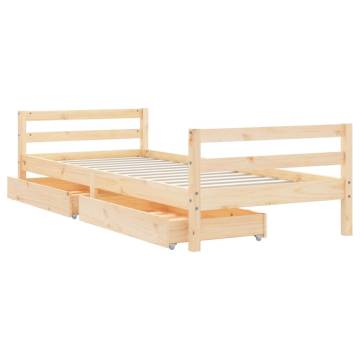 Kids Bed Frame with Drawers 80x200 cm Solid Wood Pine