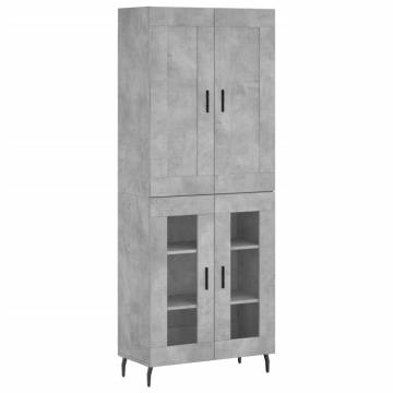 Highboard Concrete Grey 69.5x34x180 cm Engineered Wood