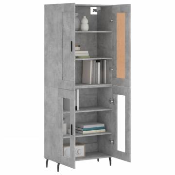 Highboard Concrete Grey 69.5x34x180 cm Engineered Wood