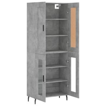 Highboard Concrete Grey 69.5x34x180 cm Engineered Wood