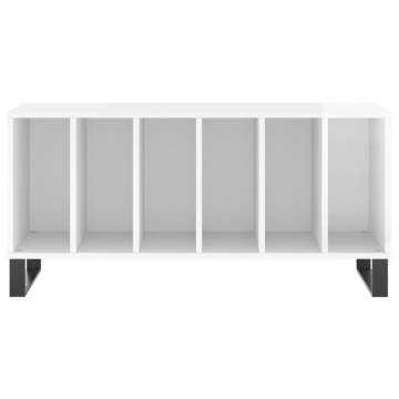 Record Cabinet High Gloss White 100x38x48 cm Engineered Wood