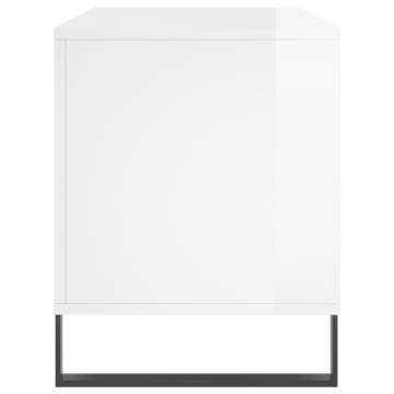 Record Cabinet High Gloss White 100x38x48 cm Engineered Wood