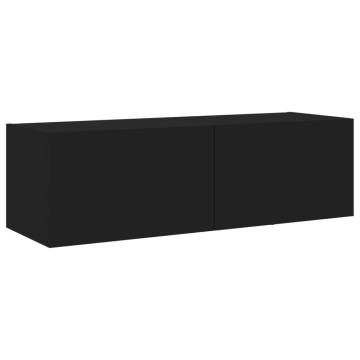 TV Wall Cabinet with LED Lights Black 100x35x31 cm