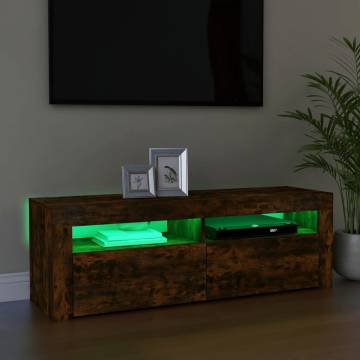 TV Cabinet with LED Lights Smoked Oak 120x35x40 cm