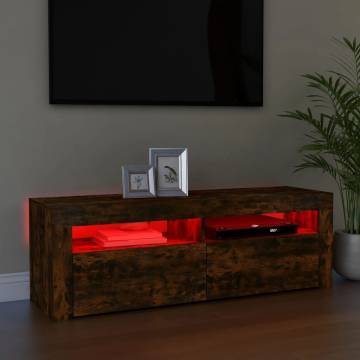 TV Cabinet with LED Lights Smoked Oak 120x35x40 cm