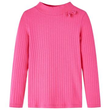 Kids' T-shirt with Long Sleeves Rib-knit Bright Pink 128