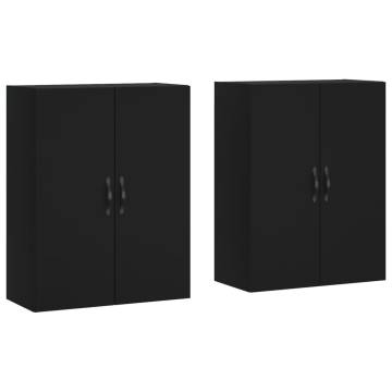 Wall Mounted Cabinets 2 pcs Black Engineered Wood