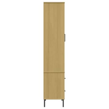 Bookcase with Metal Legs Brown 85x35x172.5 cm Solid Wood OSLO