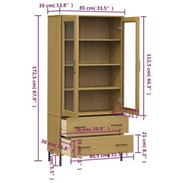 Bookcase with Metal Legs Brown 85x35x172.5 cm Solid Wood OSLO