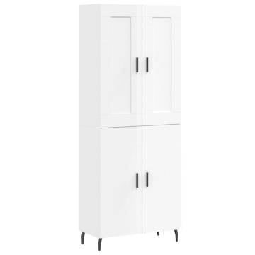 Highboard High Gloss White 69.5x34x180 cm Engineered Wood