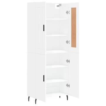 Highboard High Gloss White 69.5x34x180 cm Engineered Wood