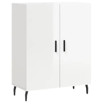 Highboard High Gloss White 69.5x34x180 cm Engineered Wood