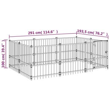 Outdoor Dog Kennel Steel 5.63 m²