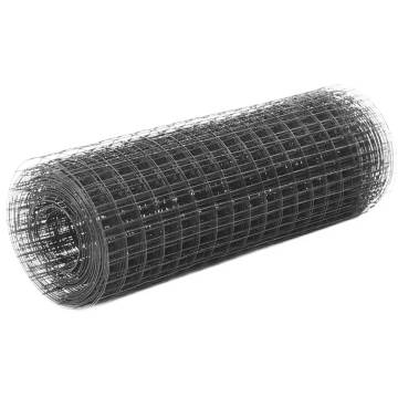 Chicken Wire Fence Steel with PVC Coating 10x0.5 m Grey