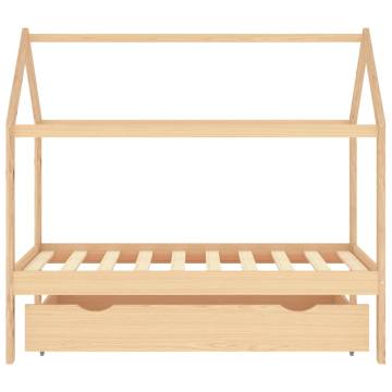 Kids Bed Frame with a Drawer Solid Pine Wood 80x160 cm