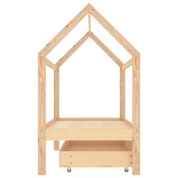 Kids Bed Frame with a Drawer Solid Pine Wood 80x160 cm