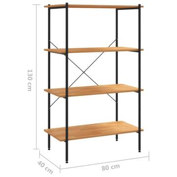 4-Tier Shelving Unit Black and Oak 80x40x130 cm