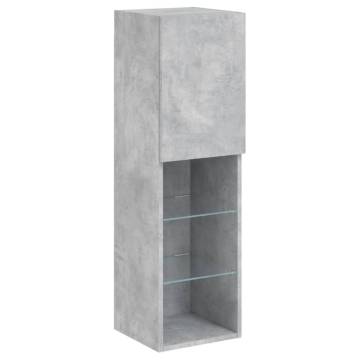 TV Cabinets with LED Lights 2 pcs Concrete Grey 30.5x30x102 cm