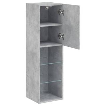 TV Cabinets with LED Lights 2 pcs Concrete Grey 30.5x30x102 cm