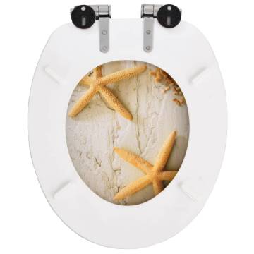 WC Toilet Seats 2 pcs with Soft Close Lids MDF Starfish Design