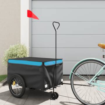 Bike Trailer Black and Blue 30 kg Iron