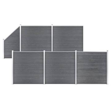 WPC Fence Set 5 Square + 1 Slanted 965x186 cm Grey