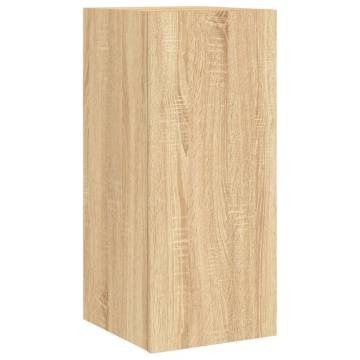 TV Wall Cabinets with LED Lights 2 pcs Sonoma Oak 30.5x35x70 cm