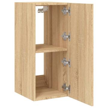 TV Wall Cabinets with LED Lights 2 pcs Sonoma Oak 30.5x35x70 cm