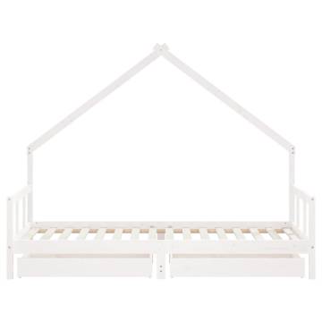 Kids Bed Frame with Drawers White 90x200 cm Solid Wood Pine