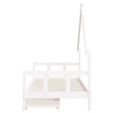 Kids Bed Frame with Drawers White 90x200 cm Solid Wood Pine