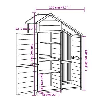 Garden Tool Shed Mocha 120x53.5x170 cm Solid Wood Pine